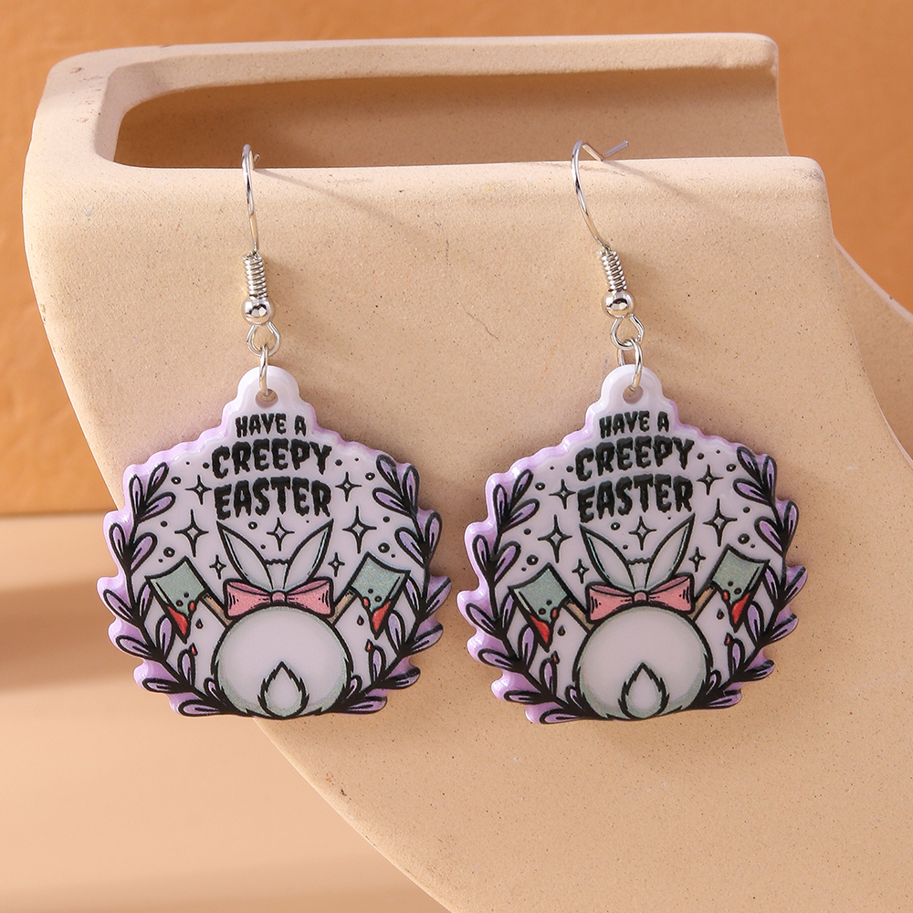 1 Pair Funny Rabbit Spider Web Alloy Plastic Drop Earrings display picture 10