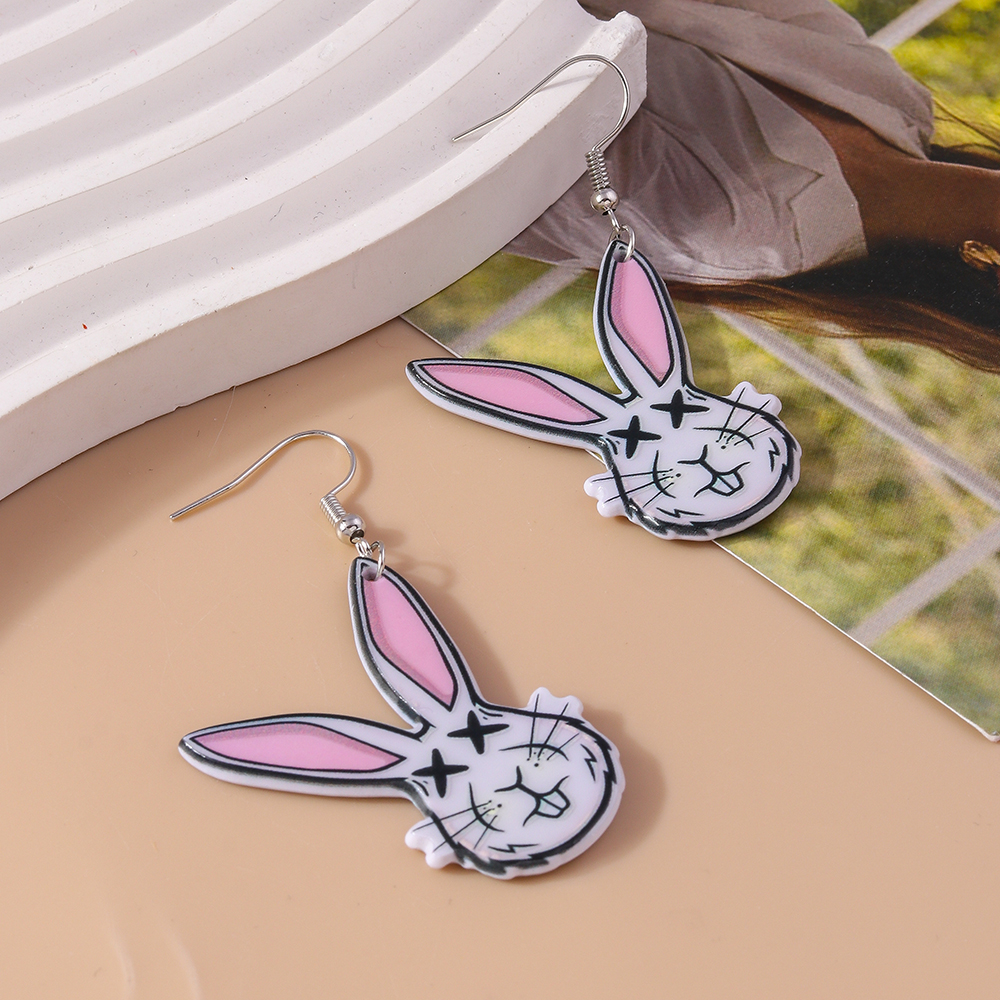 1 Pair Funny Rabbit Spider Web Alloy Plastic Drop Earrings display picture 12