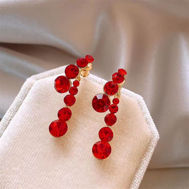1 Pair Shiny Asymmetrical Irregular Plating Inlay Alloy Rhinestones Gold Plated Drop Earrings display picture 1