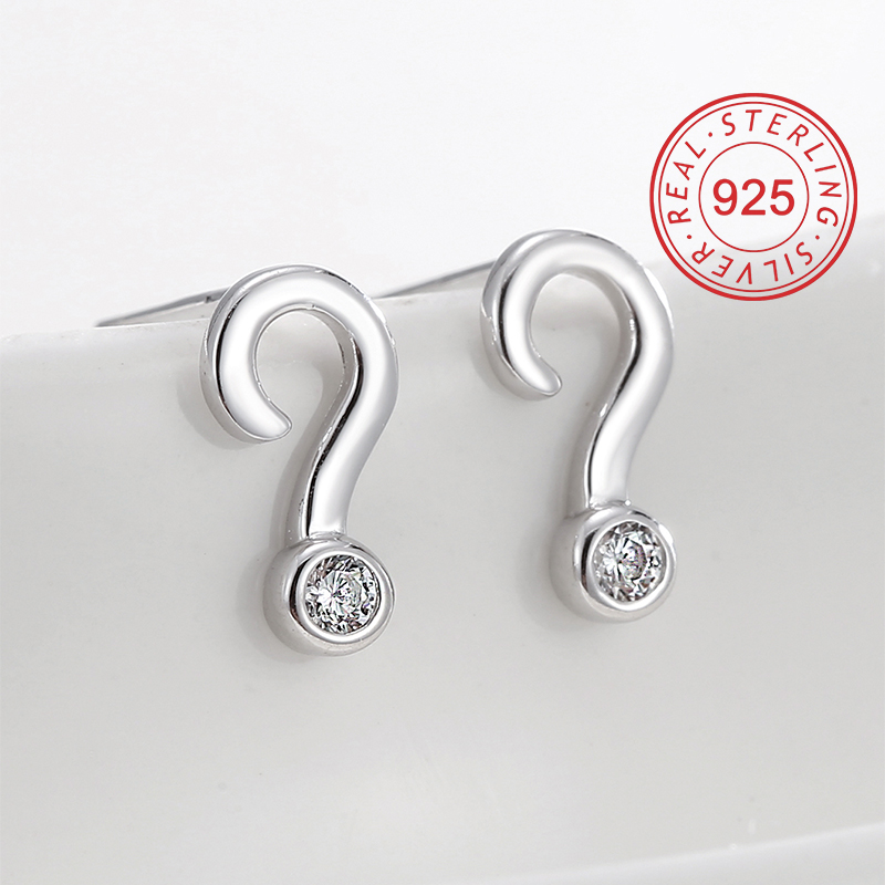 1 Pair Simple Style Symbol Plating Inlay Sterling Silver Zircon 18k Gold Plated Silver Plated Ear Studs display picture 3