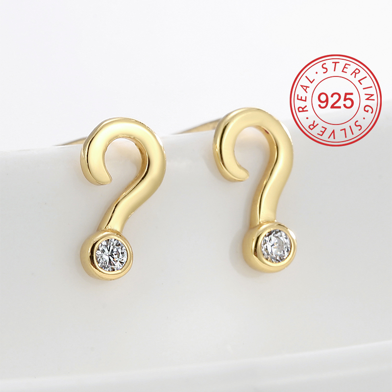 1 Pair Simple Style Symbol Plating Inlay Sterling Silver Zircon 18k Gold Plated Silver Plated Ear Studs display picture 4