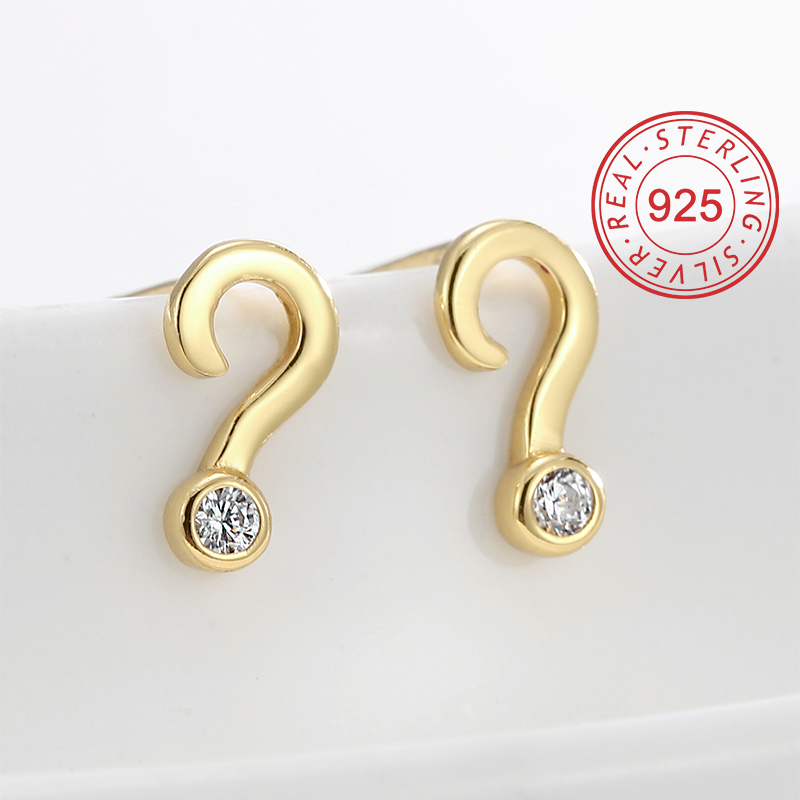 1 Paire Style Simple Symbole Placage Incruster Argent Sterling Zircon Plaqué Or 18k Plaqué Argent Boucles D'oreilles display picture 4