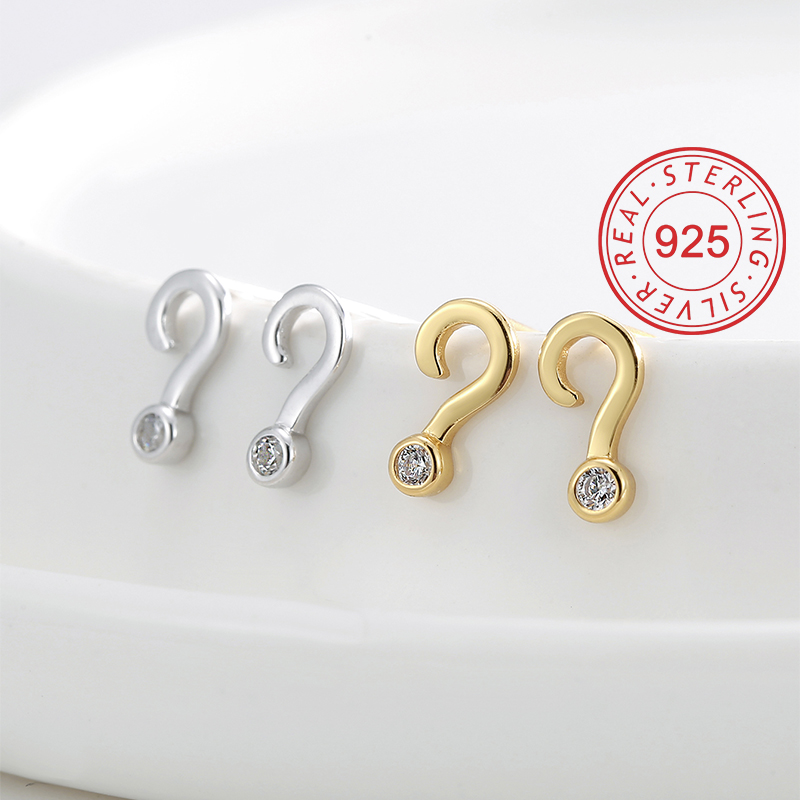 1 Pair Simple Style Symbol Plating Inlay Sterling Silver Zircon 18k Gold Plated Silver Plated Ear Studs display picture 5