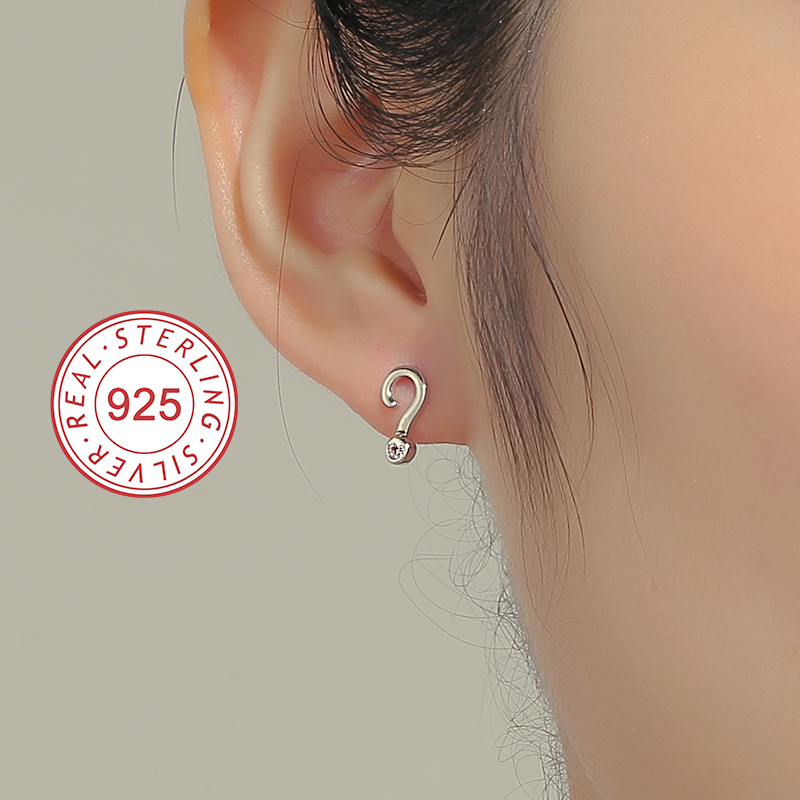 1 Pair Simple Style Symbol Plating Inlay Sterling Silver Zircon 18k Gold Plated Silver Plated Ear Studs display picture 7