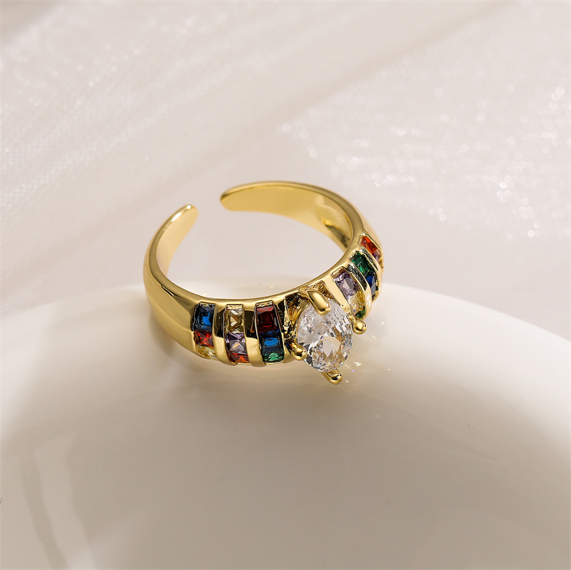 Vintage Style Heart Shape Copper Plating Inlay Zircon Gold Plated Open Rings display picture 3