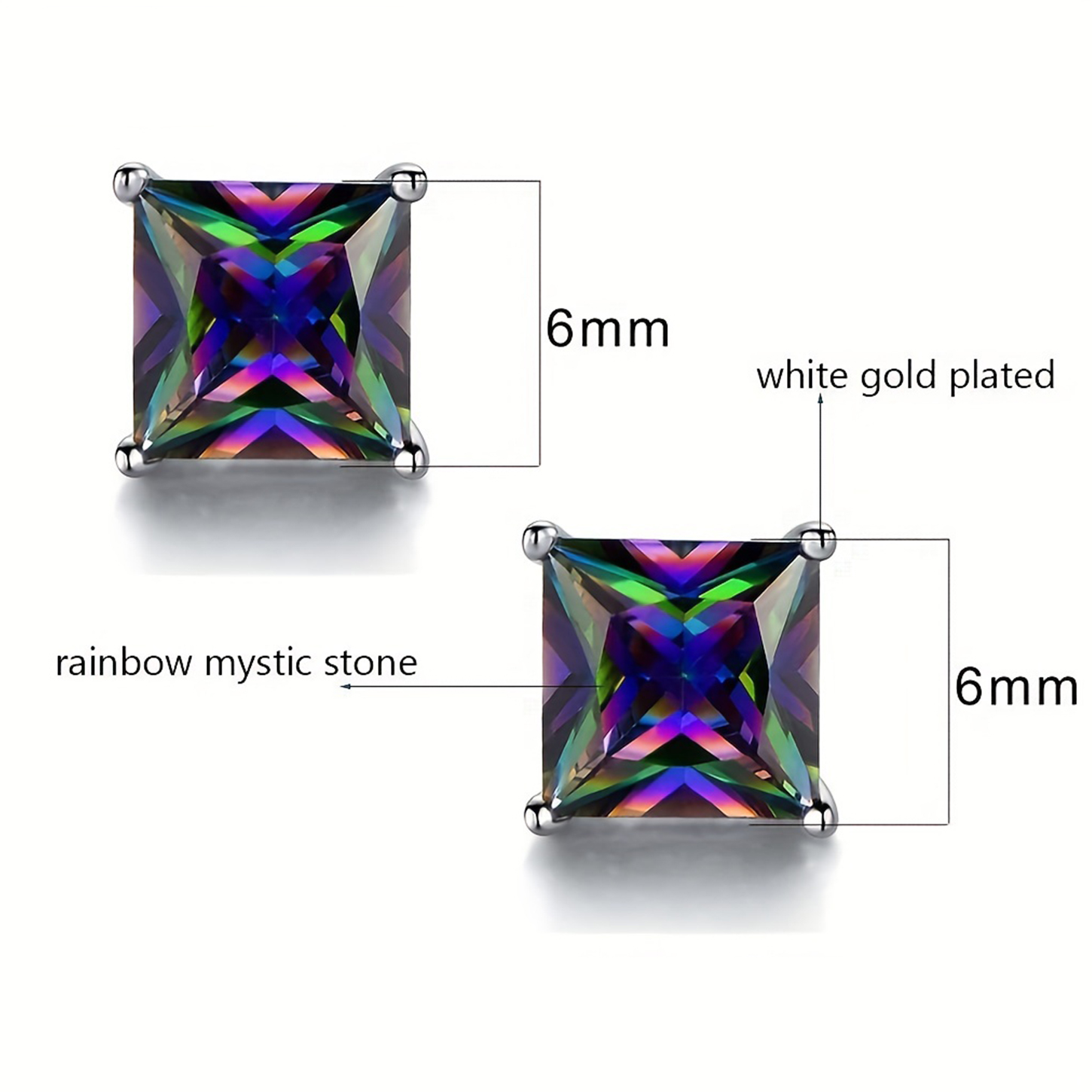 3 Pairs Rock Square Plating Inlay Copper Zircon White Gold Plated Ear Studs display picture 2