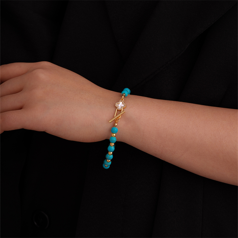 Vintage Style Ethnic Style Geometric 304 Stainless Steel Turquoise K Gold Plated Bracelets In Bulk display picture 15