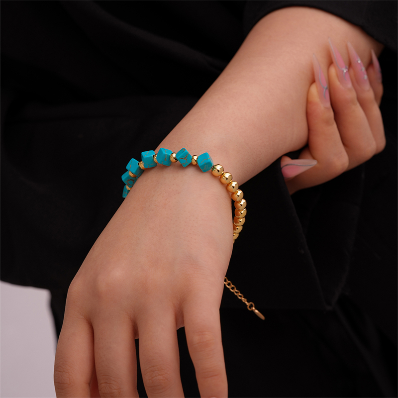 Vintage Style Ethnic Style Geometric 304 Stainless Steel Turquoise K Gold Plated Bracelets In Bulk display picture 13