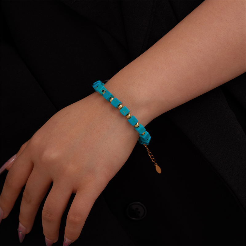 Vintage Style Ethnic Style Geometric 304 Stainless Steel Turquoise K Gold Plated Bracelets In Bulk display picture 16