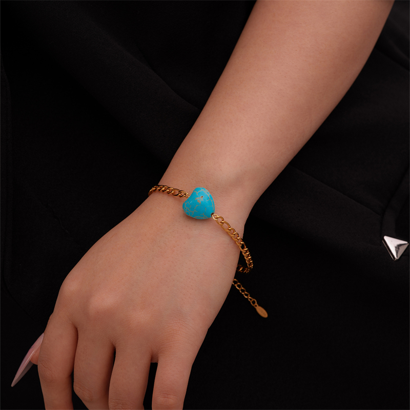 Vintage Style Ethnic Style Geometric 304 Stainless Steel Turquoise K Gold Plated Bracelets In Bulk display picture 14