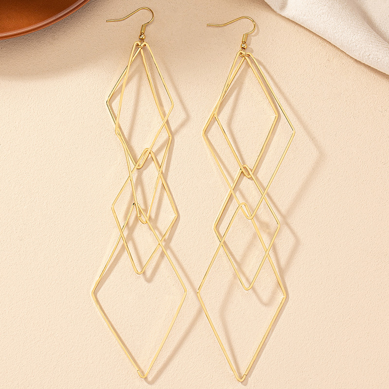 1 Pair Simple Style Rhombus Plating Alloy Gold Plated Drop Earrings display picture 5