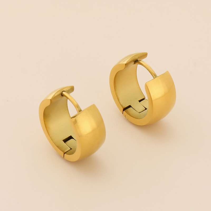 1 Pair Basic Geometric Titanium Steel 18K Gold Plated Hoop Earrings display picture 2