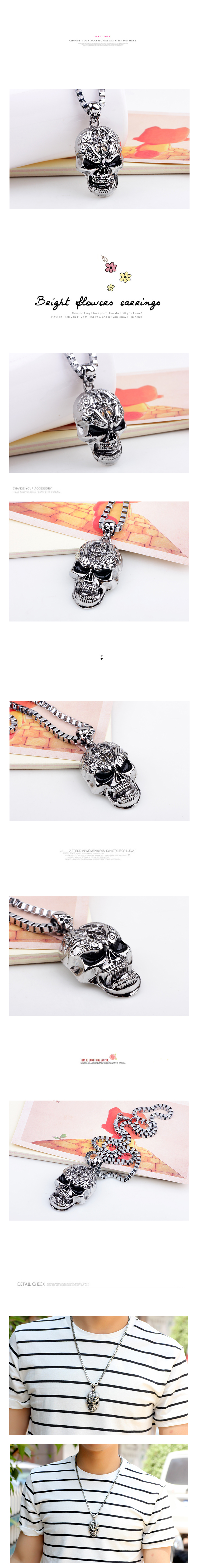 Casual Punk Cross Anchor Skull Alloy Rhodium Plated Silver Plated Men's Pendant Necklace display picture 1