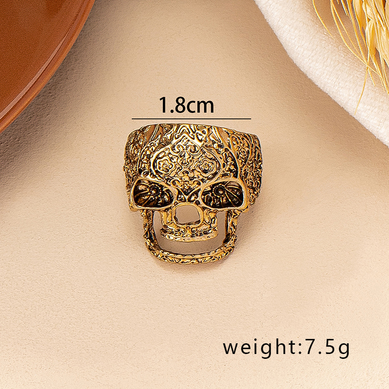 Hip-hop Rock Punk Skull Alloy Plating Gold Plated Women's Wide Band Rings display picture 7