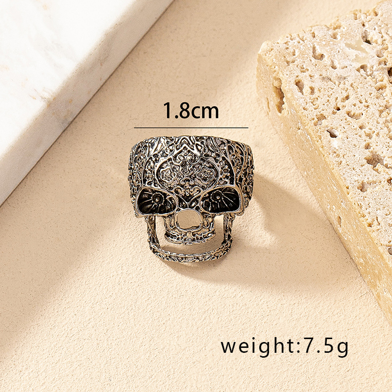 Hip-hop Rock Punk Skull Alloy Plating Gold Plated Women's Wide Band Rings display picture 4