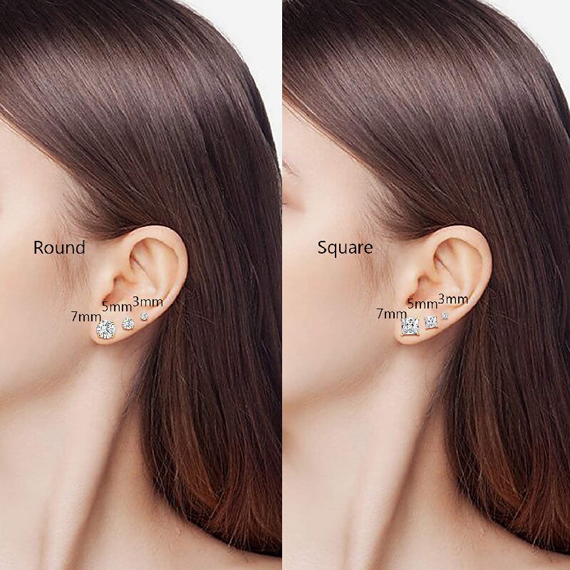 6 Pairs Simple Style Geometric Inlay Brass Zircon 18k Gold Plated Ear Studs display picture 4