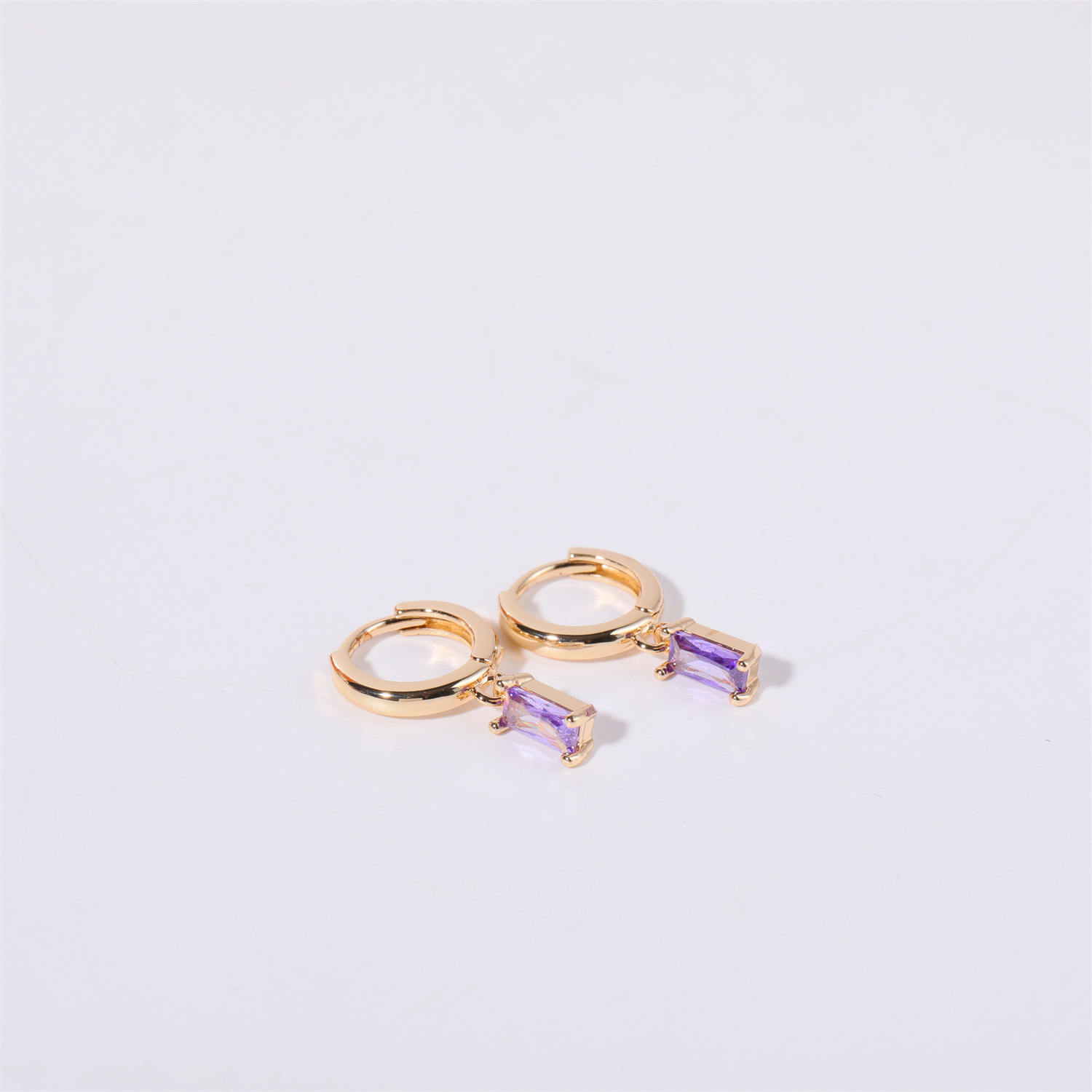 1 Pair Simple Style Rectangle Plating Inlay 201 Stainless Steel 304 Stainless Steel Titanium Steel Birthstone Gold Plated Drop Earrings display picture 4