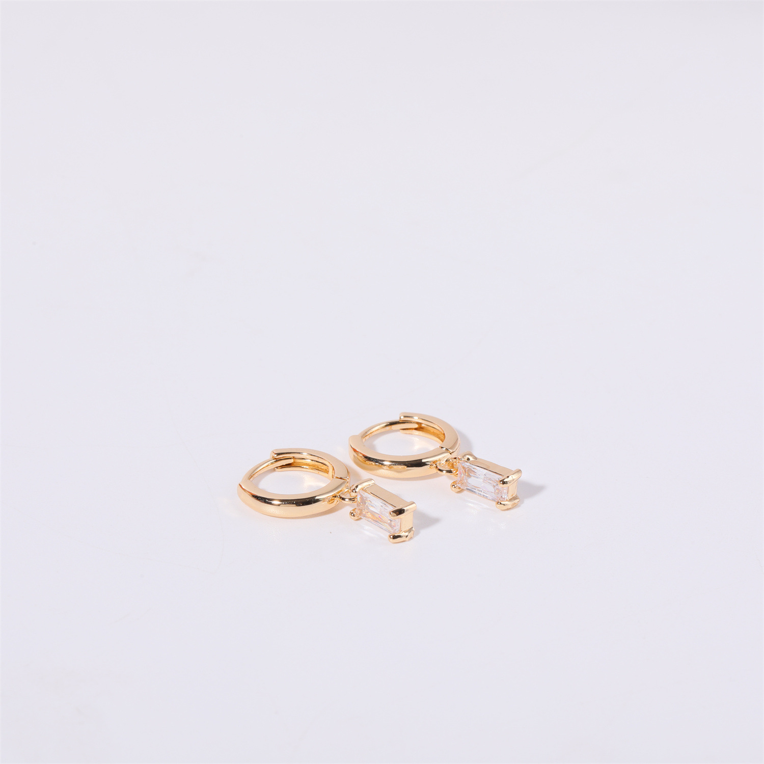 1 Pair Simple Style Rectangle Plating Inlay 201 Stainless Steel 304 Stainless Steel Titanium Steel Birthstone Gold Plated Drop Earrings display picture 1