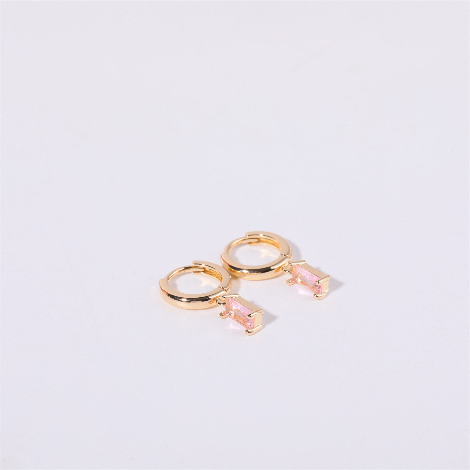 1 Pair Simple Style Rectangle Plating Inlay 201 Stainless Steel 304 Stainless Steel Titanium Steel Birthstone Gold Plated Drop Earrings display picture 3