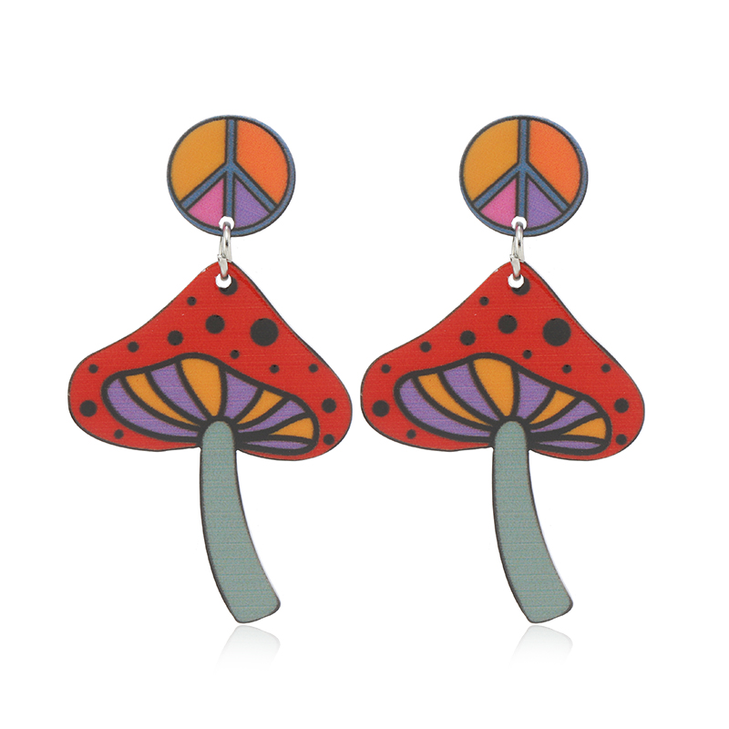 1 Pair Cute Animal Slippers Mushroom Painted Arylic Silver Plated Drop Earrings display picture 6