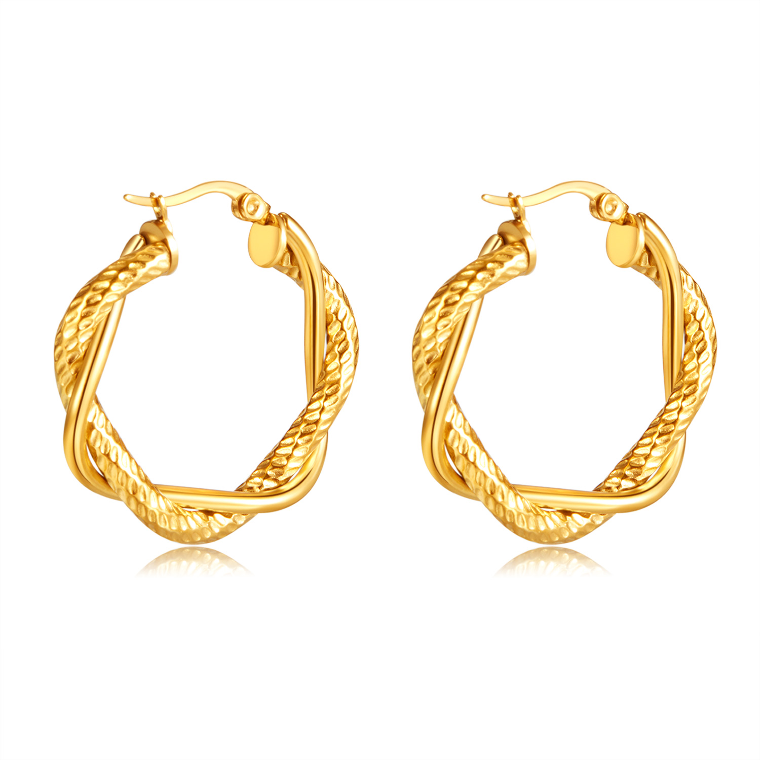 1 Pair Vintage Style French Style Curve Stainless Steel Hoop Earrings display picture 1