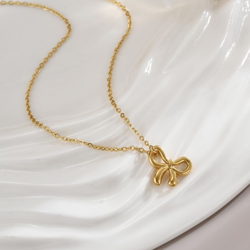 Stainless Steel 18K Gold Plated Simple Style Polishing Plating Star Heart Shape Bow Knot Pendant Necklace display picture 10