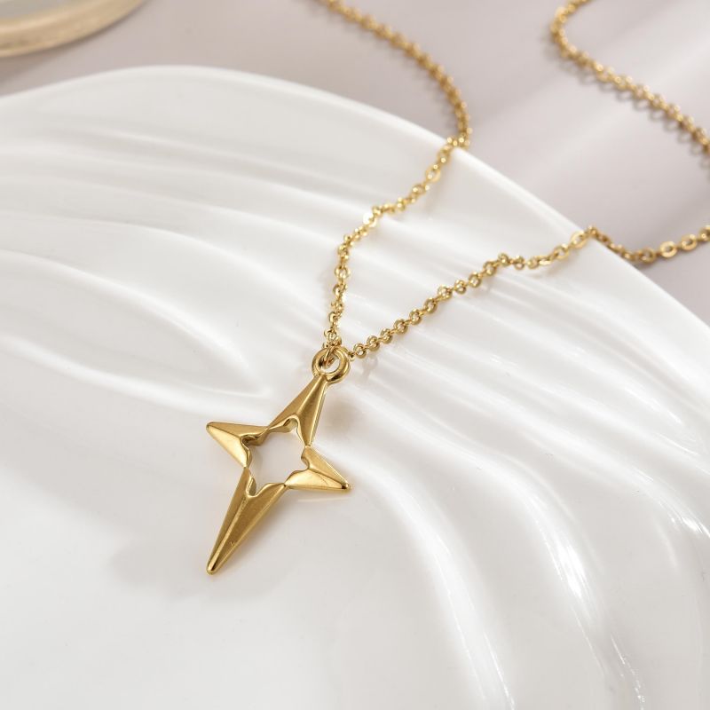 Acier Inoxydable Plaqué Or 18K Style Simple Polissage Placage Star Forme De Cœur Noeud D'Arc Pendentif display picture 5