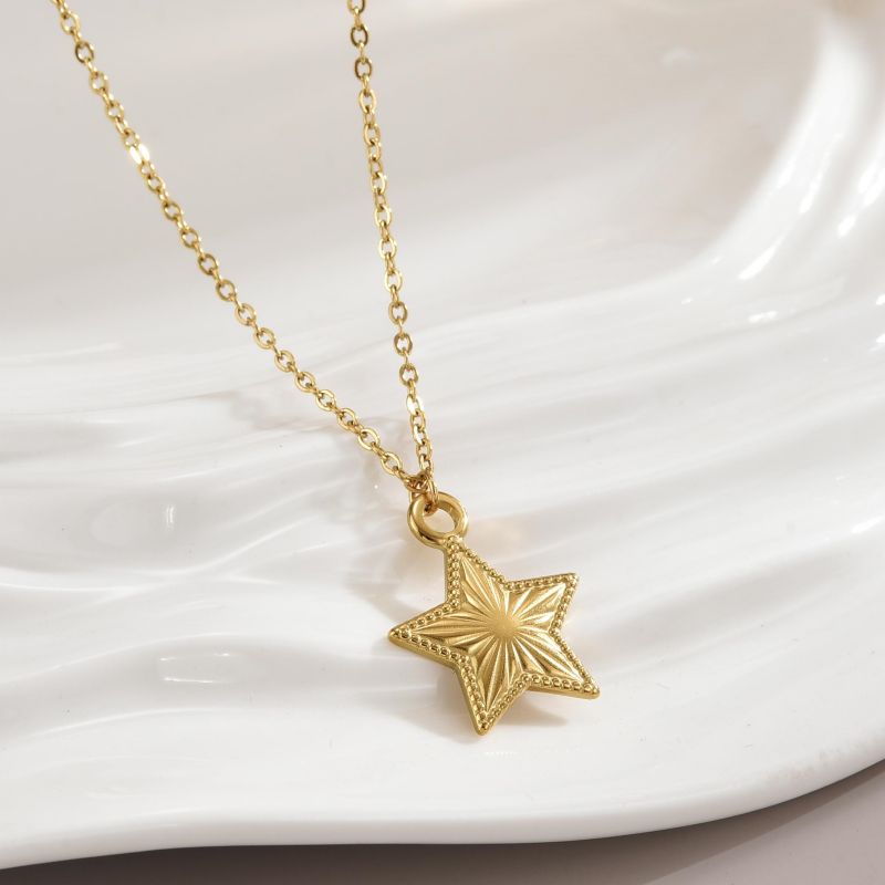 Stainless Steel 18K Gold Plated Simple Style Polishing Plating Star Heart Shape Bow Knot Pendant Necklace display picture 15