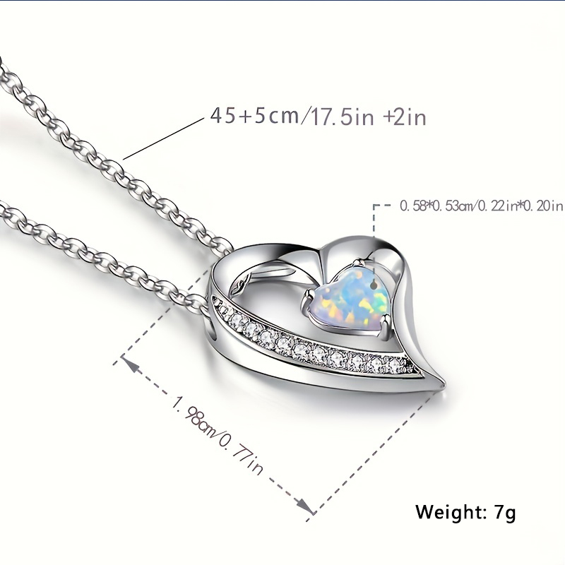 Copper White Gold Plated Elegant Heart Shape Plating Inlay Opal Pendant Necklace display picture 4