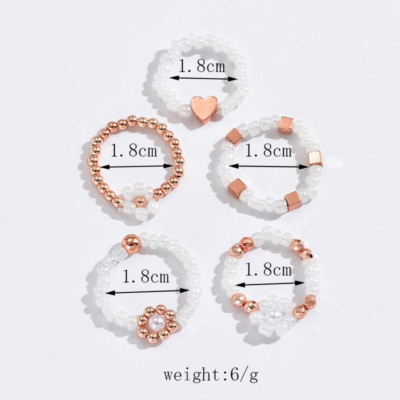 Simple Style Classic Style Flower Artificial Pearl Copper Beaded Women's Rings display picture 2