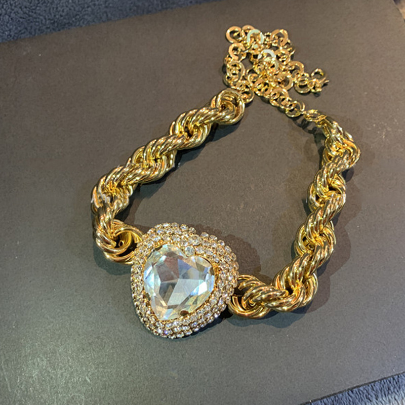 Einfacher Stil Glänzend Herzform Künstliche Strasssteine Legierung Großhandel Halskette display picture 3