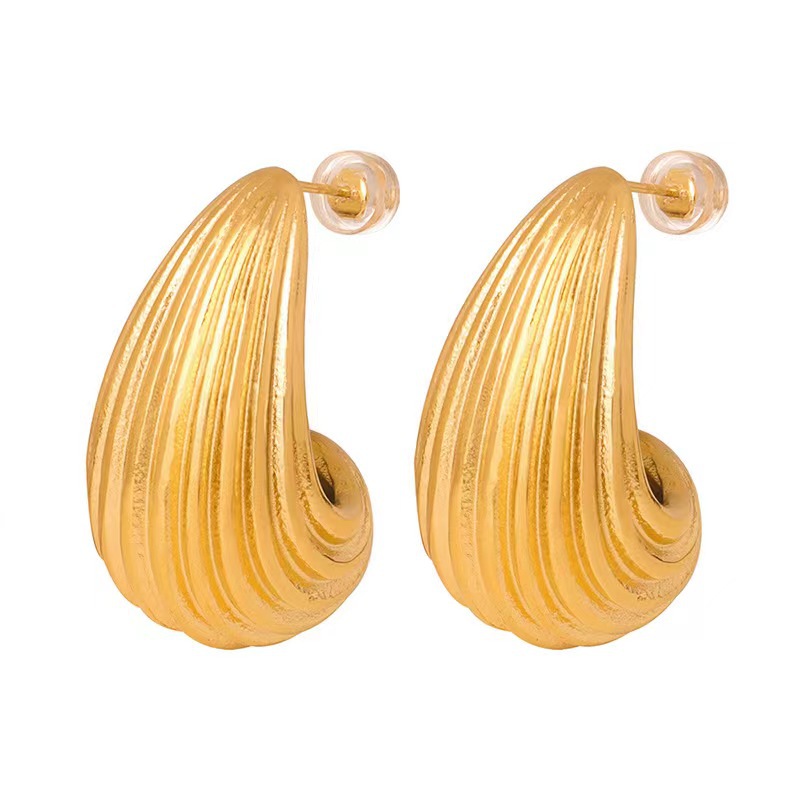 1 Pair Simple Style Water Droplets Plating Stainless Steel 18k Gold Plated Ear Studs display picture 5