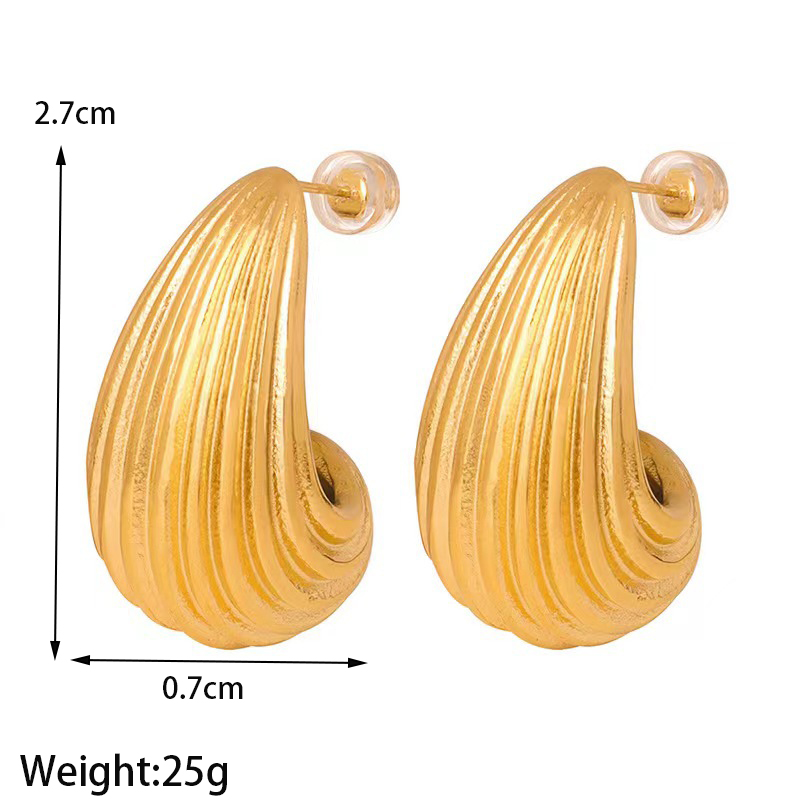 1 Paire Style Simple Les Gouttelettes D'eau Placage Acier Inoxydable Plaqué Or 18k Boucles D'oreilles display picture 1