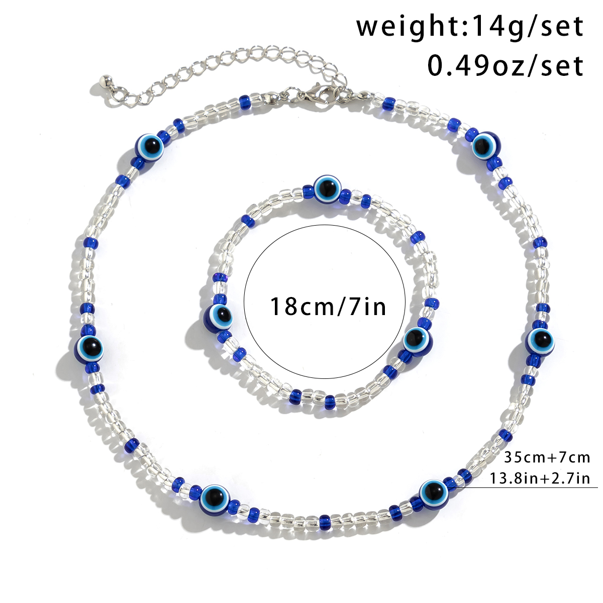 Lässig Einfacher Stil Runden Auge Aryl Saatperle Perlen Frau Armbänder Halskette display picture 1