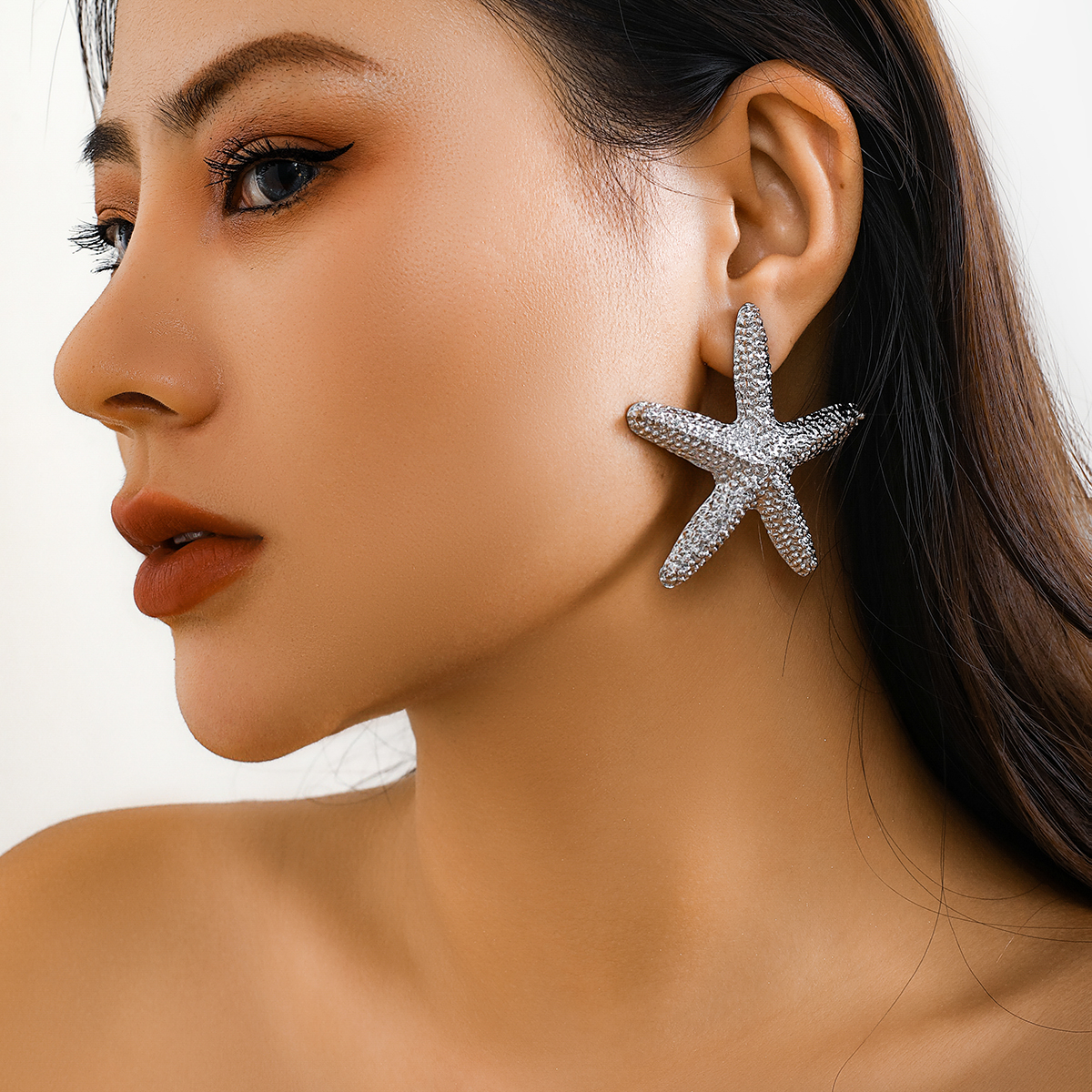 1 Pair Exaggerated Vacation Beach Starfish Plating Alloy Drop Earrings display picture 2