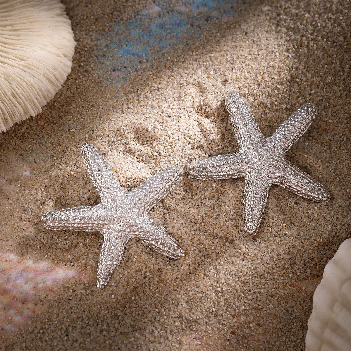 1 Pair Exaggerated Vacation Beach Starfish Plating Alloy Drop Earrings display picture 5