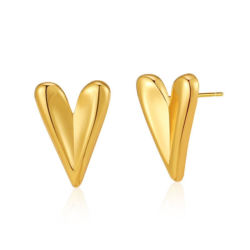 1 Pair Ig Style Simple Style Heart Shape Plating Stainless Steel 18k Gold Plated Ear Studs display picture 3