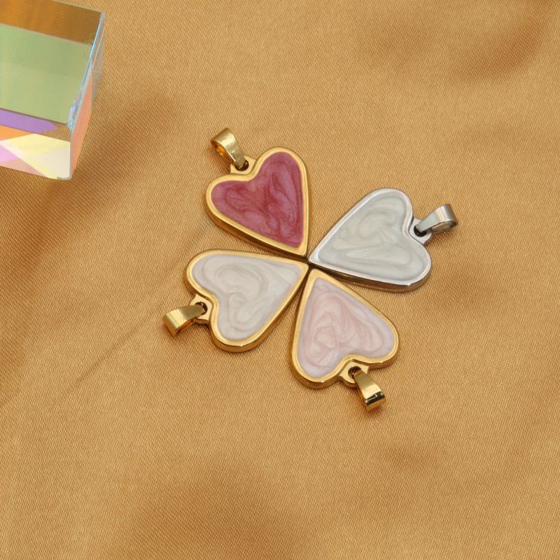 1 Piece Stainless Steel Enamel 18K Gold Plated Heart Shape display picture 8