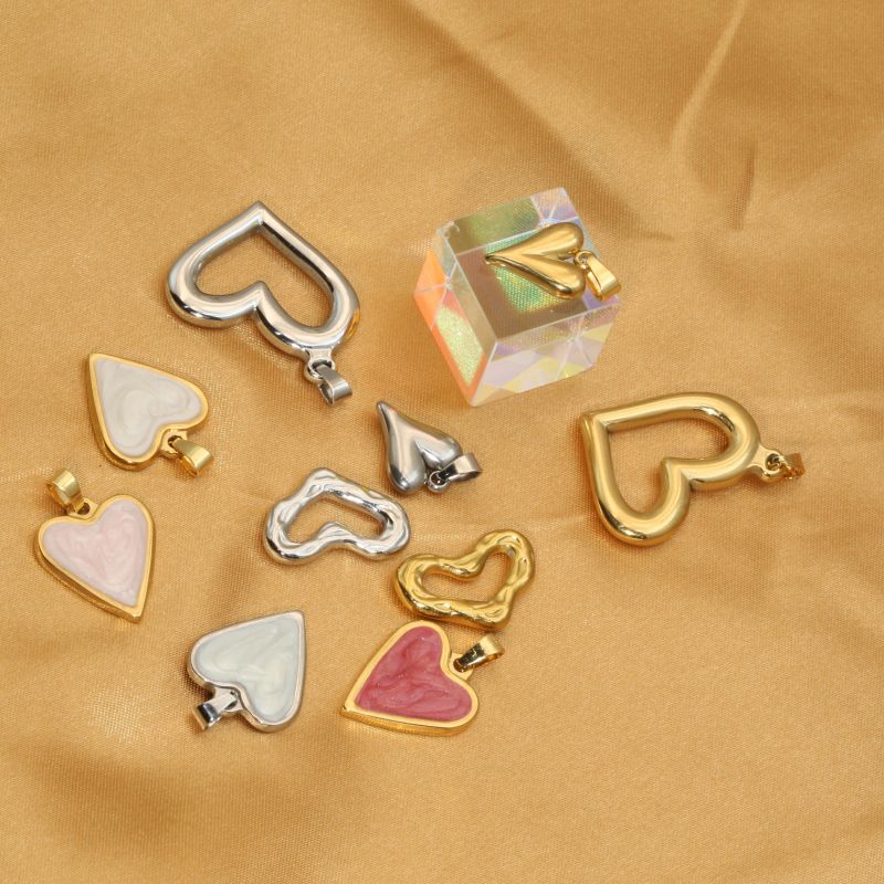 1 Piece Stainless Steel Enamel 18K Gold Plated Heart Shape display picture 6