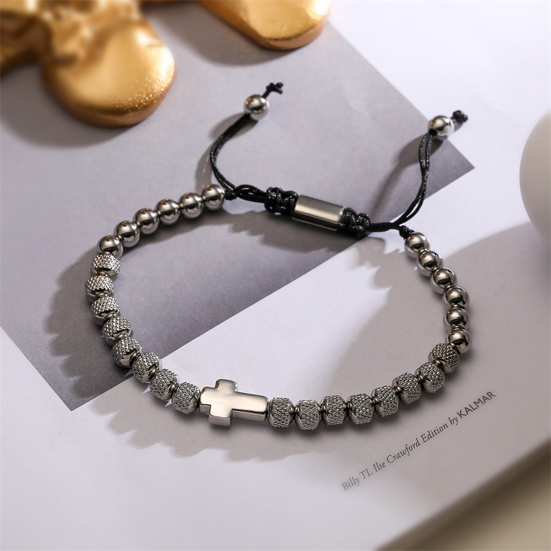 Classic Style Commute Cross Stainless Steel Copper Beaded Bracelets display picture 2