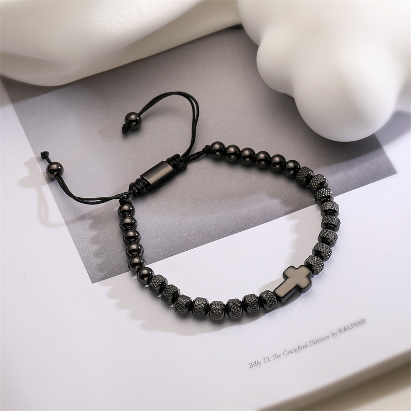 Classic Style Commute Cross Stainless Steel Copper Beaded Bracelets display picture 3