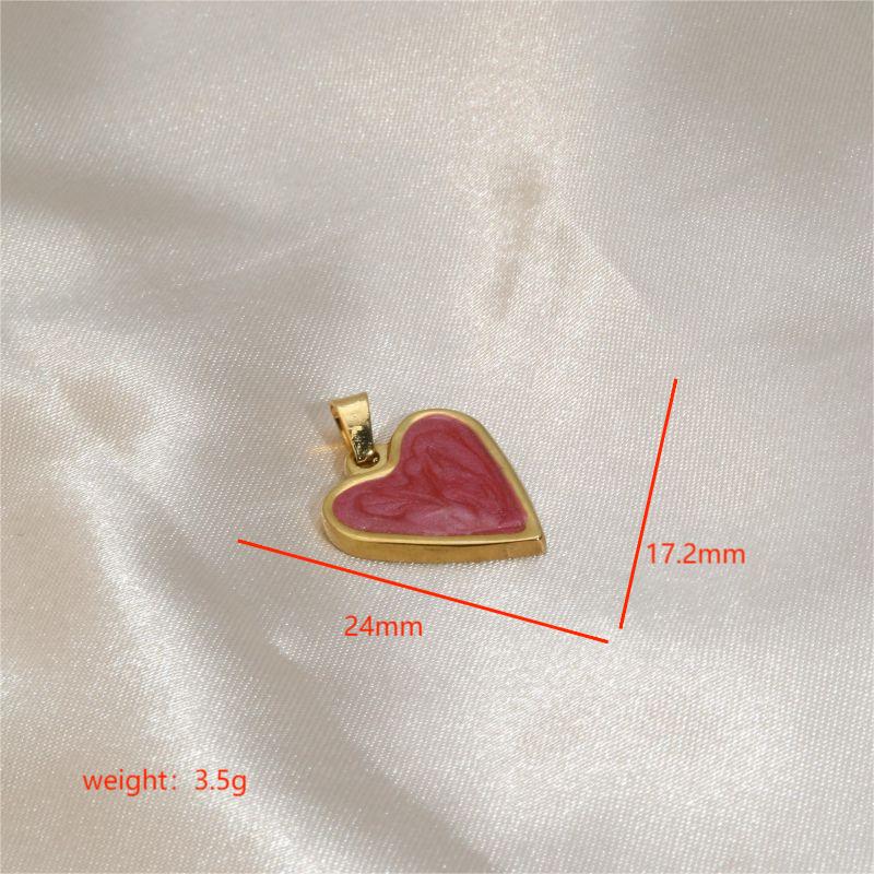 1 Pieza Acero Inoxidable Esmalte Chapados en oro de 18k Forma De Corazón display picture 18