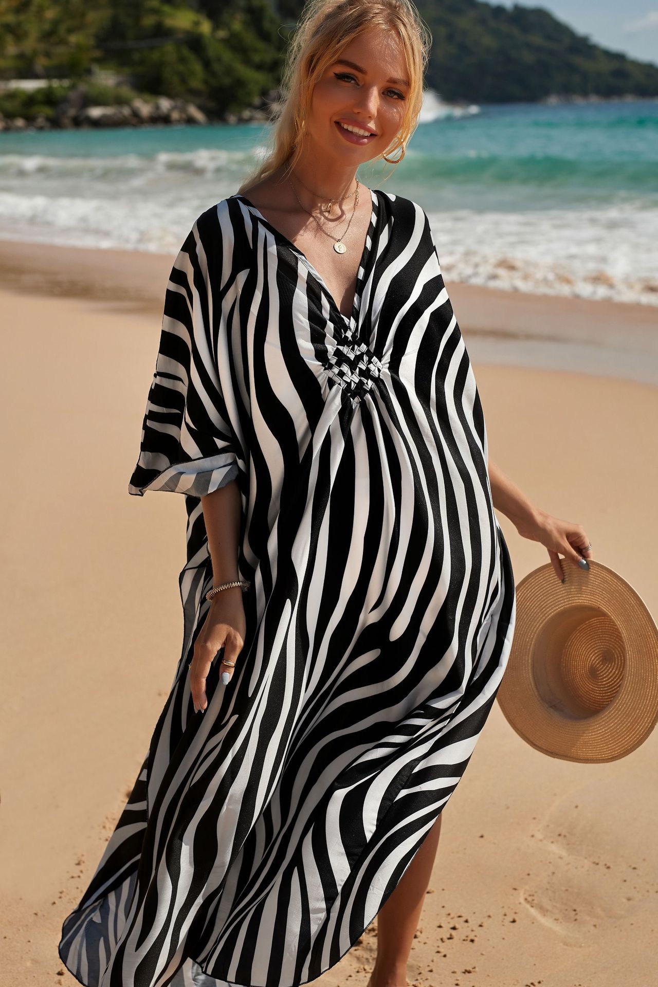 Women's Beach Color Block Printing Cover Ups display picture 12