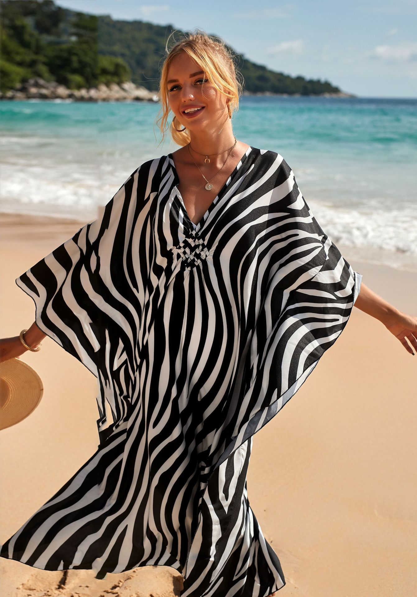 Women's Beach Color Block Printing Cover Ups display picture 11