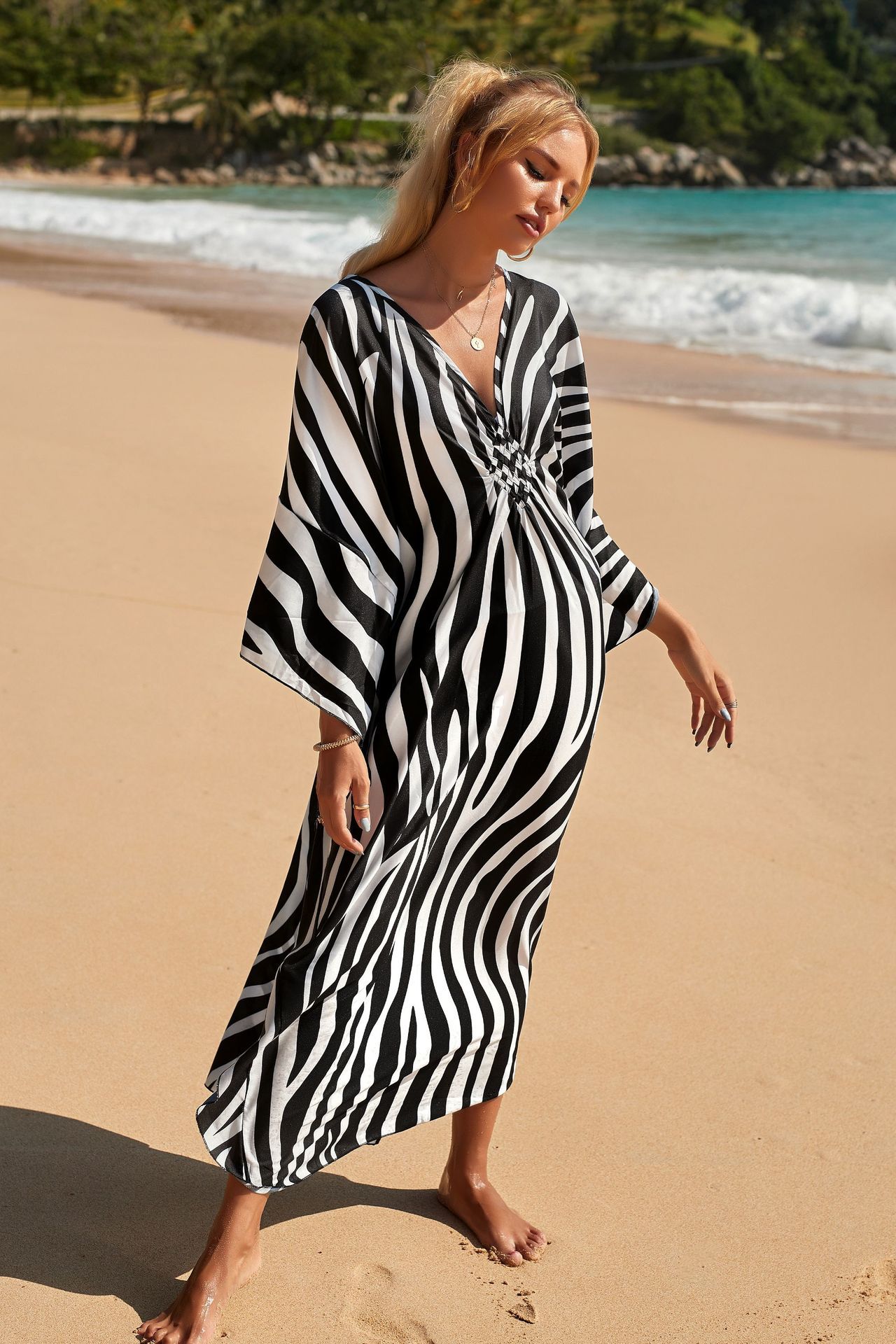 Women's Beach Color Block Printing Cover Ups display picture 16