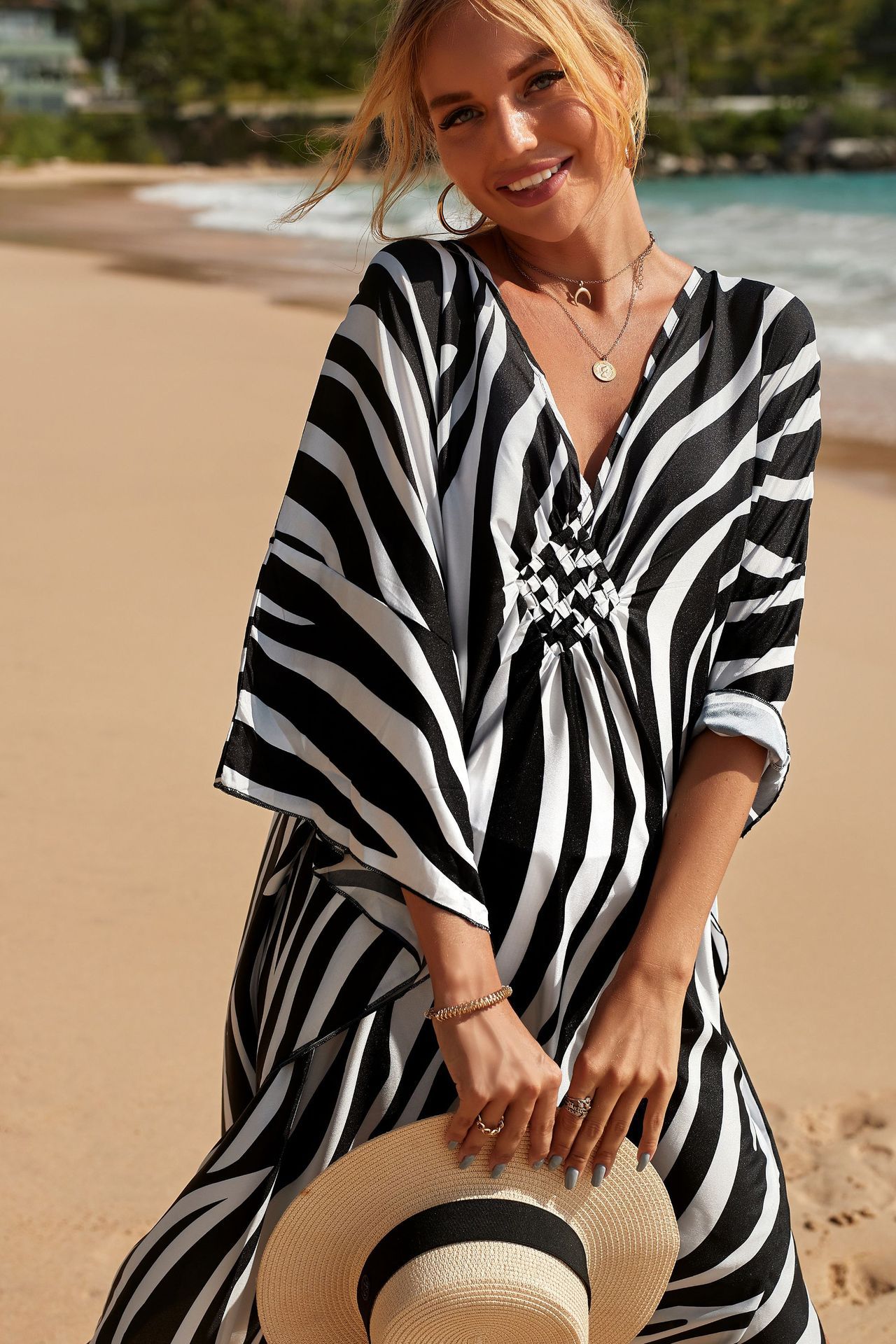 Women's Beach Color Block Printing Cover Ups display picture 27
