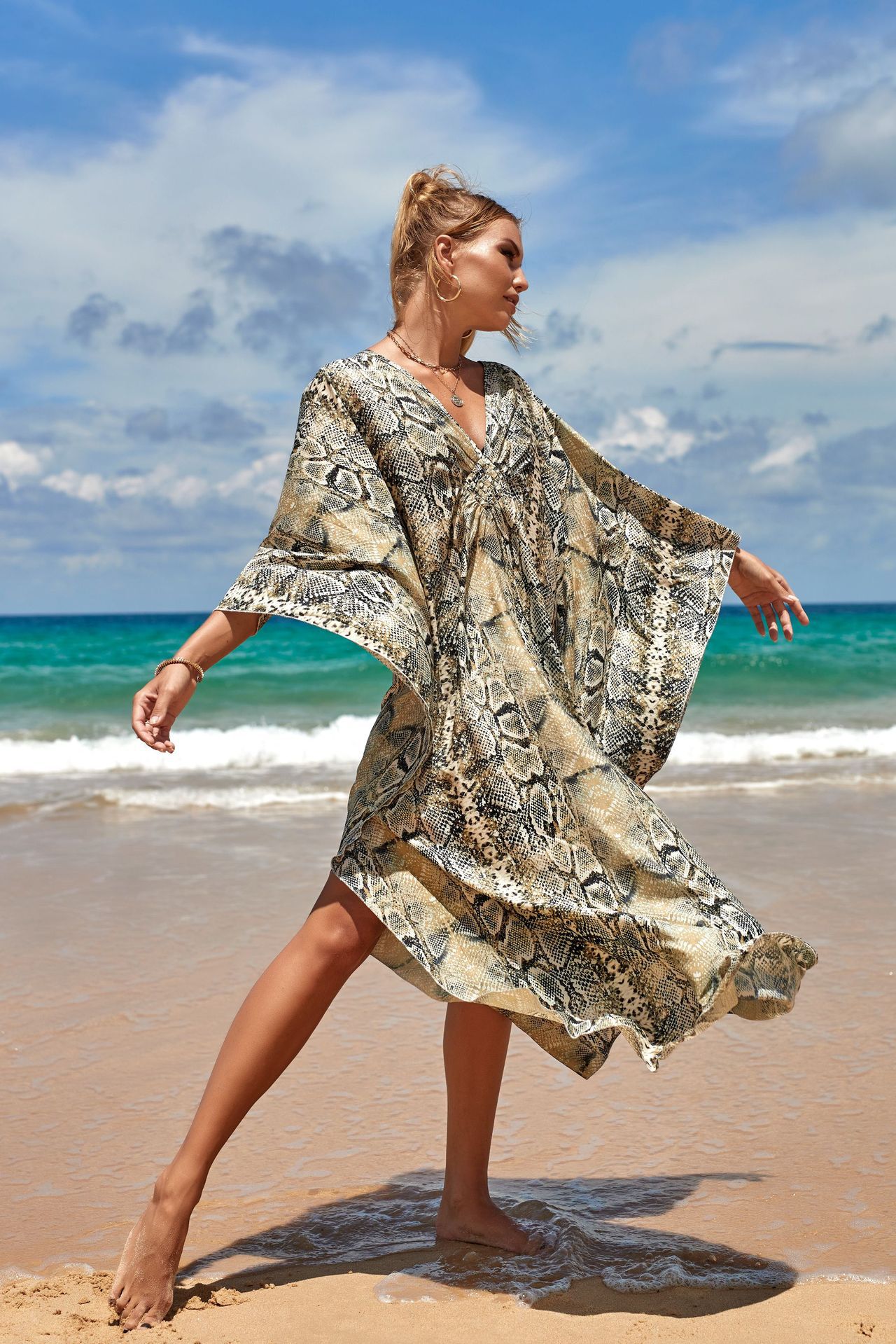 Women's Beach Color Block Printing Cover Ups display picture 26