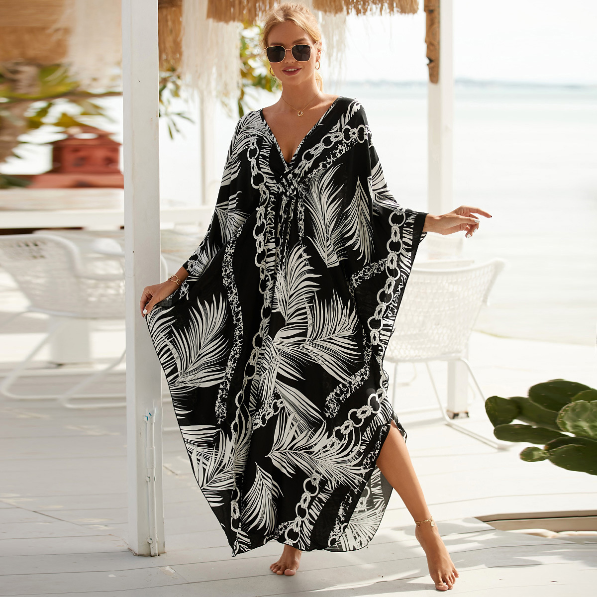 Women's Beach Color Block Printing Cover Ups display picture 49