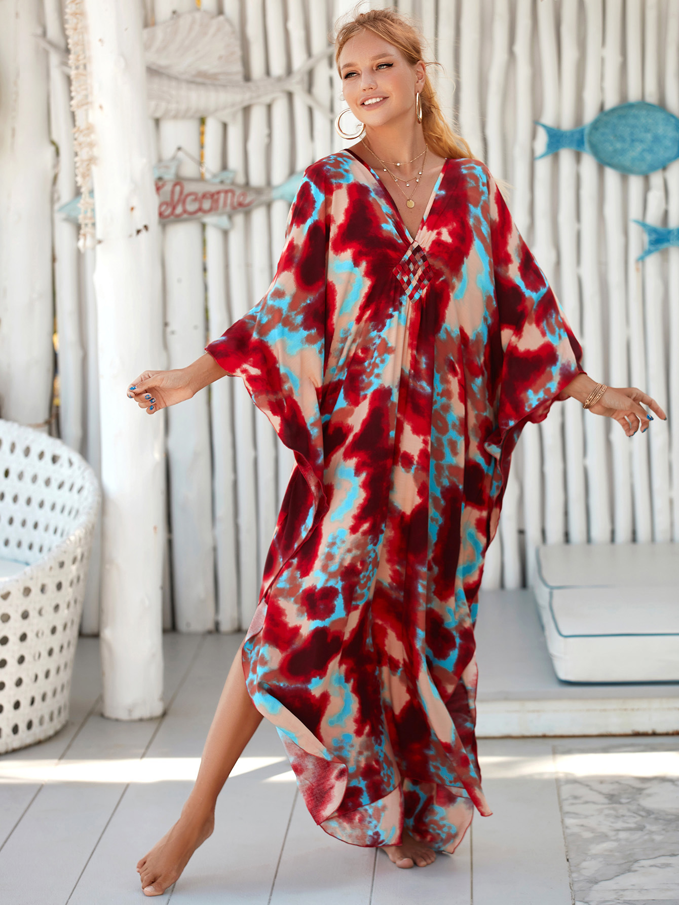 Femmes Plage Bloc De Couleur Impression Cover Ups display picture 41