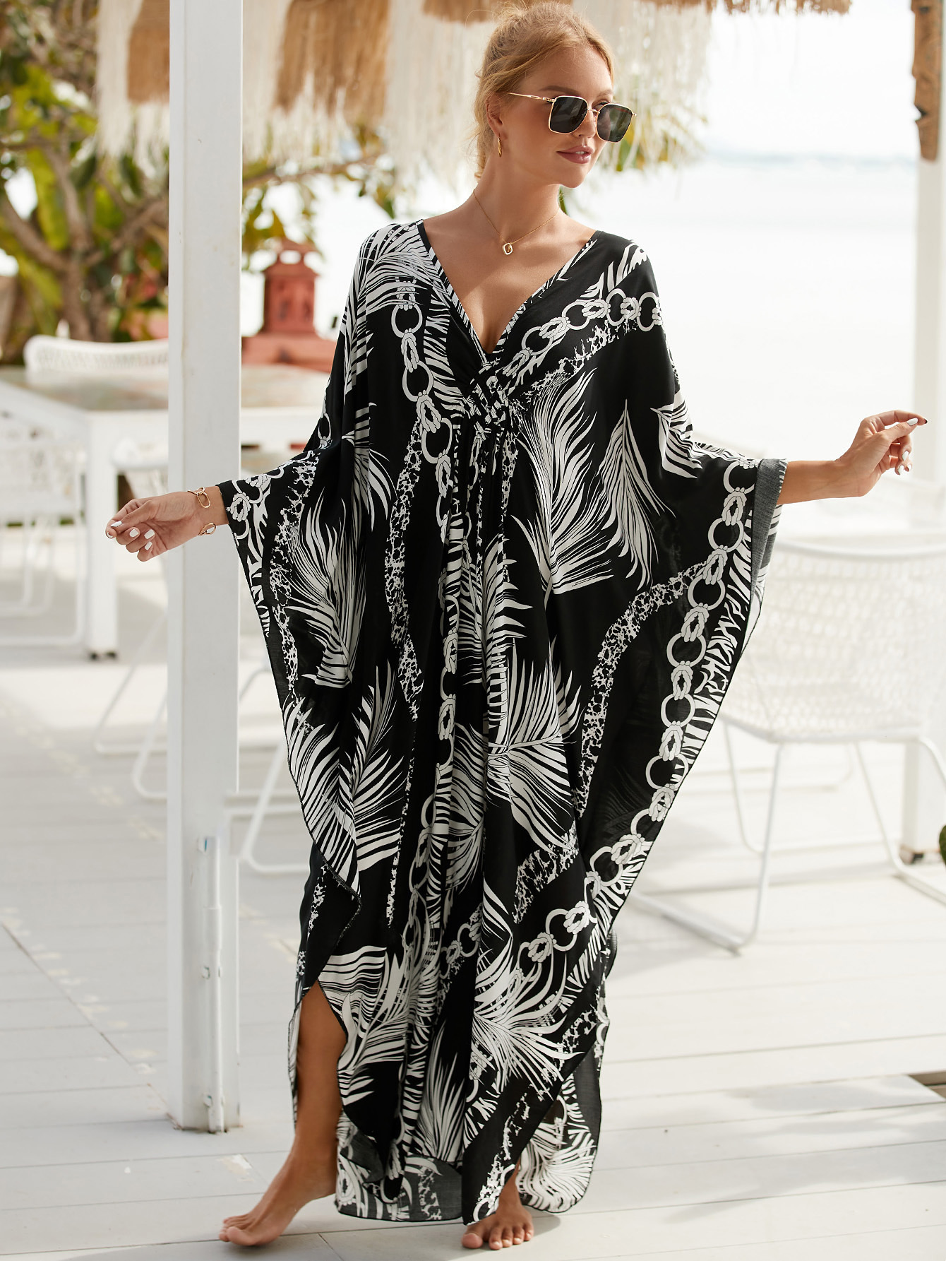 Women's Beach Color Block Printing Cover Ups display picture 61